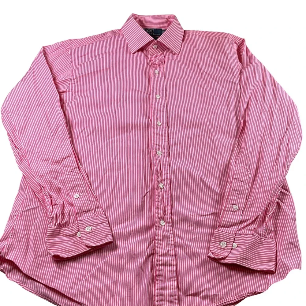 Polo Ralph Lauren Regent Custom Fit Pink Striped Dress‎ Shirt 16 ( large)34/35